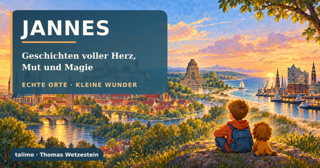 Jannes blickt auf seine Reiseorte Halle, Nürnberg, Leipzig, Ostsee und Hamburg